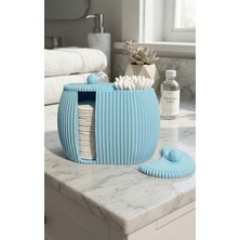 PremiumPort Pastel Mavi Modern Nervürlü Banyo Düzenleyici ve Pamukluk