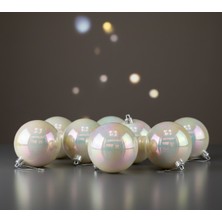 My Balli Store Yılbaşı Süsü Sedefli Yuvarlak 3'lü Top 8 cm