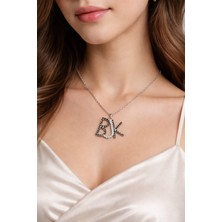 KLC Takı Rodyum Kaplama Kadın Kolye Bjk Taşlı Kolye