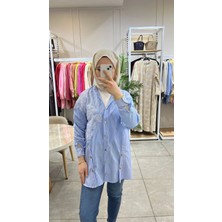La Carte Yandan Damla Taş Işlemeli Mom Jeans Pantolon Yt Mavi 0291