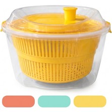 Aşkana 4.4 Litre Salata Kurutucu Sebze Yıkama Süzgeci Bpa Free Çift Fonksiyonlu Pratik Çevirme Mekanizmalı