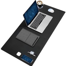 CetKing Deer Pu Deri Mouse Pad Dikişli Kenar Dayanıklı Büyük Boy Çift Yönlü Kullanım Ofis Masa Matı Sümen (Siyah, 90X40 Xl)