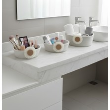 PremiumPort Çok Amaçlı 3'lü Sepet, Papatyalı Banyo Düzenleyici Seti