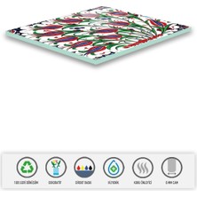 PremiumPort Şeffaf Cam Gider Kapağı 4’lü Set, Lale Desenli, 15X15 cm