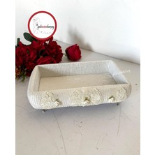 PremiumPort Ekru Kadife Pilise Kaplamalı Dikdörtgen Ayaklı Havluluk