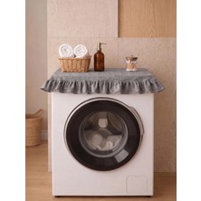 PremiumPort Fırfırlı Çamaşır Makinesi Örtüsü, Dekoratif Banyo Kılıfı, Antrasit
