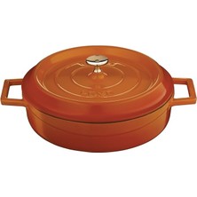 CetKing Döküm Çok Amaçlı Yayvan Tencere, Çap 24 Cm, Trendy Turuncu