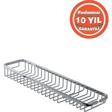 PremiumPort Paslanmaz Pirinç Köprü 42X11CM Şampuanlık ve Süngerlik Seti