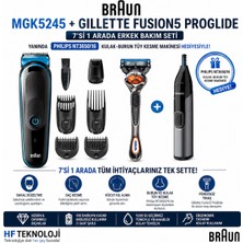 Braun  17'si 1 Arada Erkek Bakım Seti + Gillette Fusion5 Proglide + Philips Kulak-Burun Tüy Kesme Makinesi