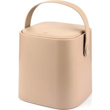 CetKing Mini Tezgah Üstü Çöp Kovası – Deri Tutma Saplı, Kompakt ve Şık Tasarım, Mutfak & Banyo Için, Geri Dönüşüm Dostu (Latte, 4 Litre)