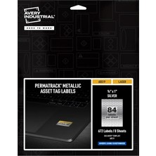 Avery Metalik Varlık Etiket Etiketleri, 1/2 "x 1", Lazer Yazdırılabilir Etiketler, 672 Su Geçirmez E