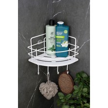 PremiumPort Beyaz Paslanmaz Kristal Raflı Şampuanlık, Pratik Banyo Düzenleyici