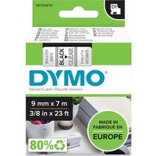 Dymo D1 Yedek Şerit, 9 mm x 7 Mt, Şeffaf/siyah (40910)