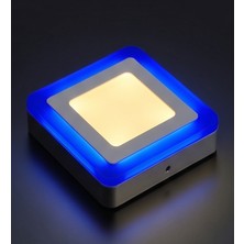Cnl Kare Sıva Üstü LED Spot Armatür 9 Watt Çift Renk Üç Kademe Mavi Günışığı Gece Lambası