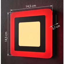 Cnl Kare Sıva Üstü LED Spot Armatür 9 Watt Çift Renk Üç Kademe Kırmızı Günışığı Gece Lambası