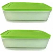 Tupperware 1l Freezermate Saklama Kabı 2 Parça Yeşi̇l Plastik Yardımcı Konteyner (2'li Paket, Yeşil)