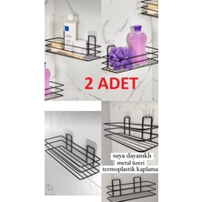 PremiumPort 2'li Dekoratif Banyo Seti, Yapışkanlı Raflar, Şık ve Pratik Tasarım