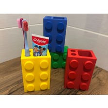 PremiumPort Renkli 3D LEGO Tasarımlı Diş Fırçalık ve Macun Düzenleyici