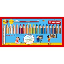 Stabilo Woody 3'ü 1 Arada - Çok Özellikli Kalem - 18'li Paket - Çeşitli Renkler + Kalemtıraş ve Boya