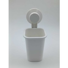 PremiumPort Yüksekliği 18 Cm, Beyaz Plastik Vantuzlu Diş Fırçalık