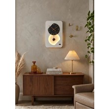Serengeti Art Nairobi Ledli Ahşap Salon Duvar Saati Quartz Ultra Sessiz Mekanizma 55 cm x 34 cm