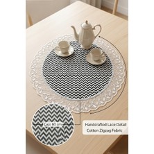 Rona Home Yuvarlak Masa Runner Fransız Güpür Detaylı Ranır Çap 60 cm Modern Tasarım