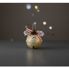 My Balli Store Parlak Yılbaşı Süsü Simli Çıngırak Top, 8 Cm, Şampanya Renk