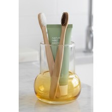 PremiumPort Modern Minimalist Cam Diş Fırçalık, Banyo Organizeri, 11 Cm, Kehribar Sarısı