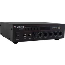 Motto Ticaret Westa WM-750U 80 Watt 100V-70V Mini 4-16 Ohm Usb-Sd-Bluetooth 2 Mikrofon Girişli Trafolu Anfi