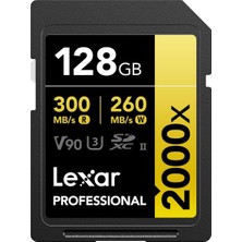 Lexar Professional 2000X Sd Kart 128 Gb, Sdxc Uhs-Ii Hafıza Kartı, 300 Mb/sn'ye Kadar Okuma, 260 Mb/