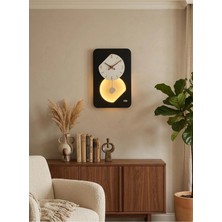 Serengeti Art Nairobi Ledli Ahşap Salon Duvar Saati Quartz Ultra Sessiz Mekanizma 55 cm x 34 cm
