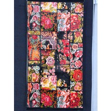 Bellino 4673 Siyah Gül Patchwork Çiçekli Halı 80X150