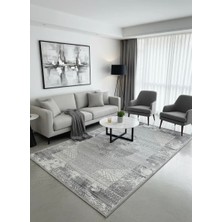 Kevser Kilyos NU1149 Antrasit Geometrik Eskitme Halı 150X233