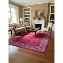 Asar Yün Ipek H3990A Koyu Kırmızı Bukhara Desenli Halı 200X290