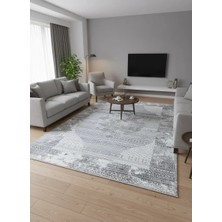 Kevser Kilyas NU1149 Antrasit Vintage Yatay Çizgili Halı 200X290