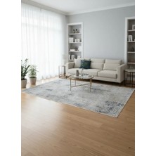 Asaryün Moda H4874 Mavi Gri Eskitme Patina Klasik Salon Halısı 150X233 — Saçaklı