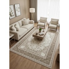 Çapan Armoni H7248A Beyaz Vizon Yoğun Arabesk Klasik Salon Halısı 160X230 — Iran Stili Flosh Saçaklı