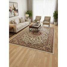 Asar Yün Ipek H4095A Krem Madalyonlu Klasik Halı 200X290