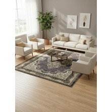 Hereke Classic 7563F Koyu Gri Altın Gold Madalyonlu Halı 200X290
