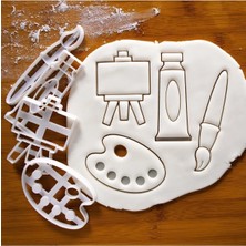 Hobist Dörtlü Ressam Seti Kurabiye Kalıbı ve Şeker Hamuru Kalıbı Fırça Şövalye Boya Palet