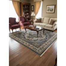 Hereke Klasik 8356C Koyu Gri Altın Madalyonlu Halı 160X230