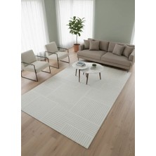 Veseo Armoni 40109A Krem Halı 200X290 | Yatay Şerit Blok Krem Halı