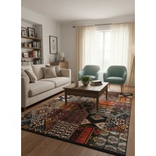 Bellino 4411 Siyah Renkli Kilim Patchwork Halı 120X180