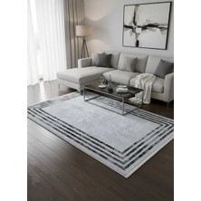 Bellino 4434 Gri Beyaz Eskitme Çerçeveli Halı 120X180