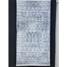 Bellino 4944 Gri Siyah Eskitme Çizgili Bordür Halı 80X150
