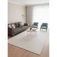 Stil 06796A Krem Halı 200X290 | Geometrik Kesme Çizgili Minimalist Halı