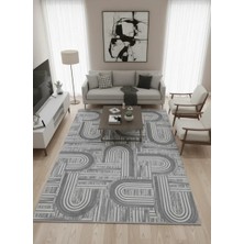Veseo Armoni 40103A Açık Gri Halı 200X290 | Kavisli Labirent Gri Modern Halı