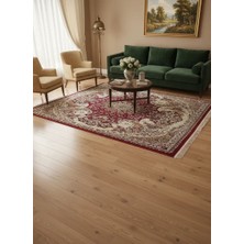 Asaryün Asar Yün Ipek H4030C Koyu Kırmızı Köşe Madalyonlu Halı 150X233