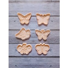 Hobist Altı Farklı Kelebek Desenli Kurabiye Kalıbı ve Şeker Hamuru Kalıbı 7-8cm