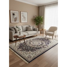 Asar Yün Ipek H4095A Lacivert Madalyonlu Klasik Halı 200X290